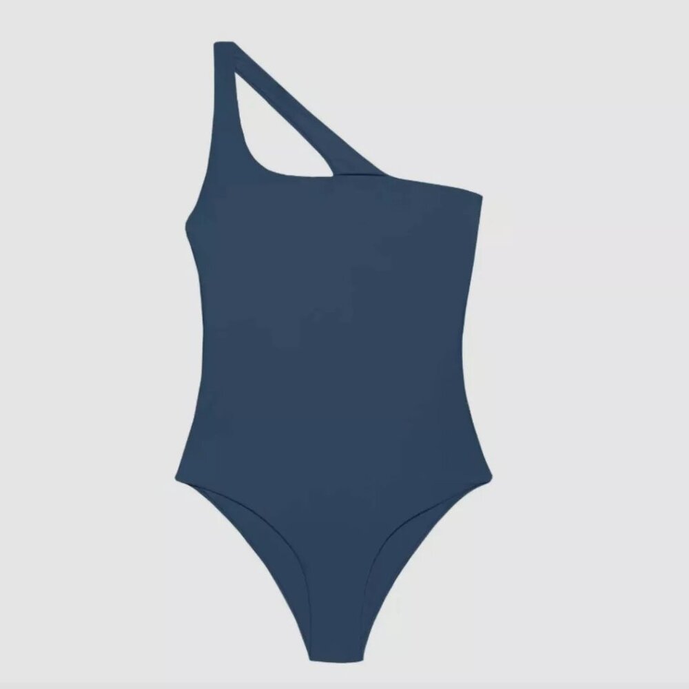 Jade Swim Women's Blue Solid Evolve One-shoulder One-Piece Swimsuit Size M